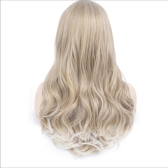 🆕️ Ombre Ash Blonde Wig with Bangs 24”Mixed Color - Picture 5 of 7
